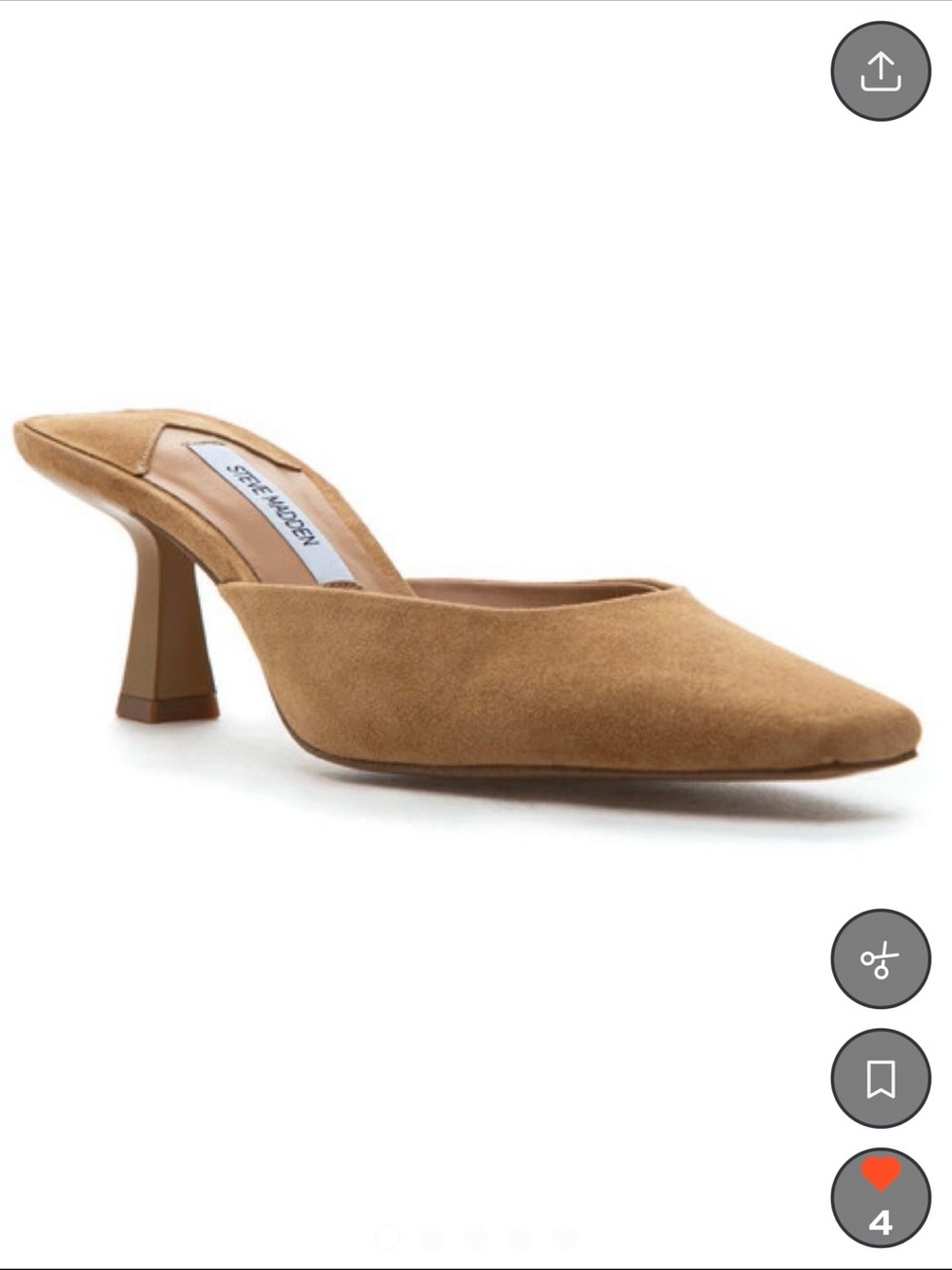 Steve Madden Tan Suede Pointed Mule Heels